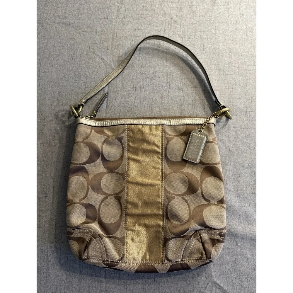 Coach‎ Signature Parker Shoulder Bag F13278 Canvas & Gold Leather w/tag Monogram